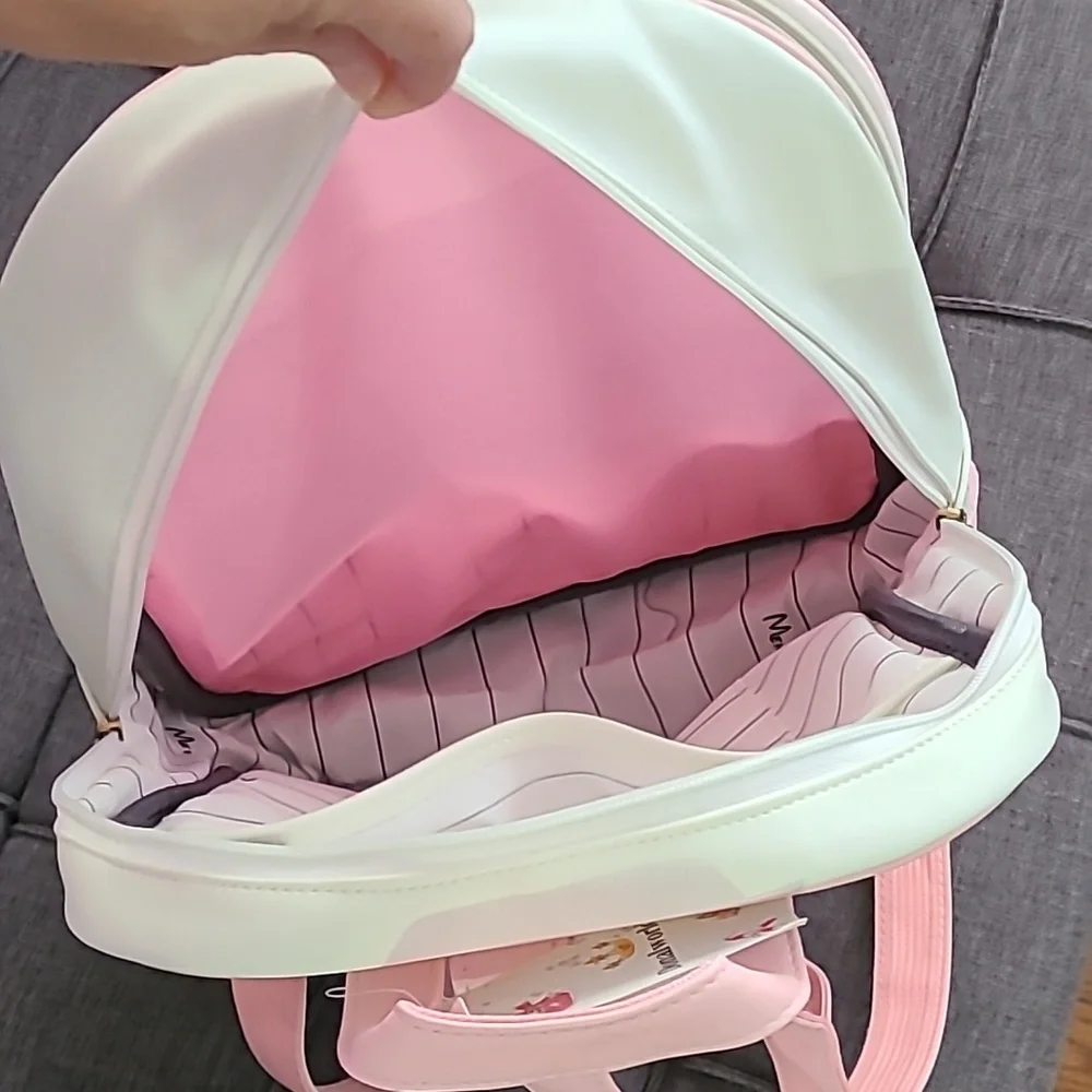Donalworld white Pink bow backpack faux leather‎ NWT